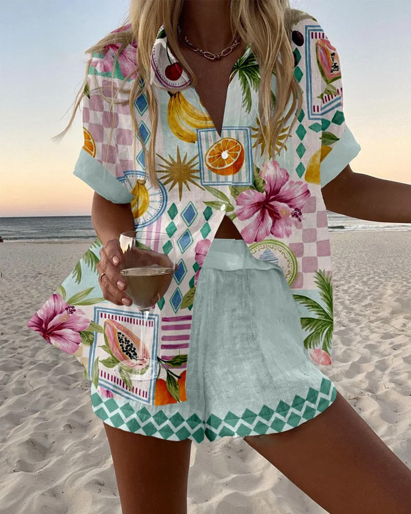 Maevin – Short Summer Jumpsuit with Fruit Print