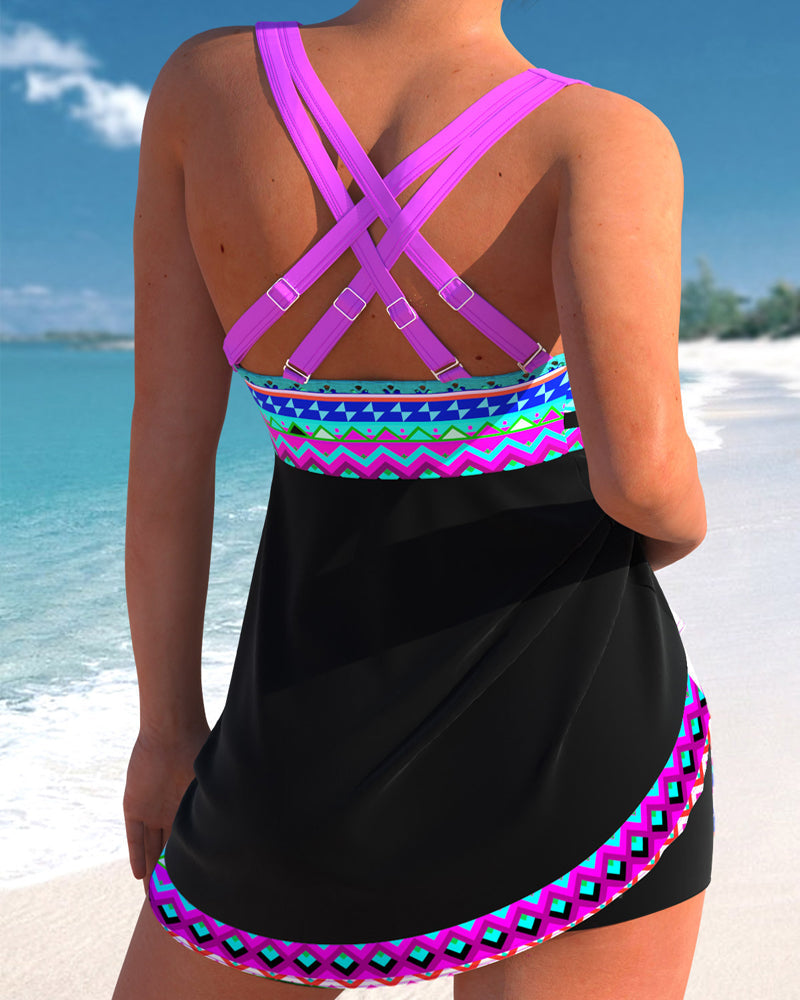 Eliza | Swimsuit with Lace Closure and Striped Pattern