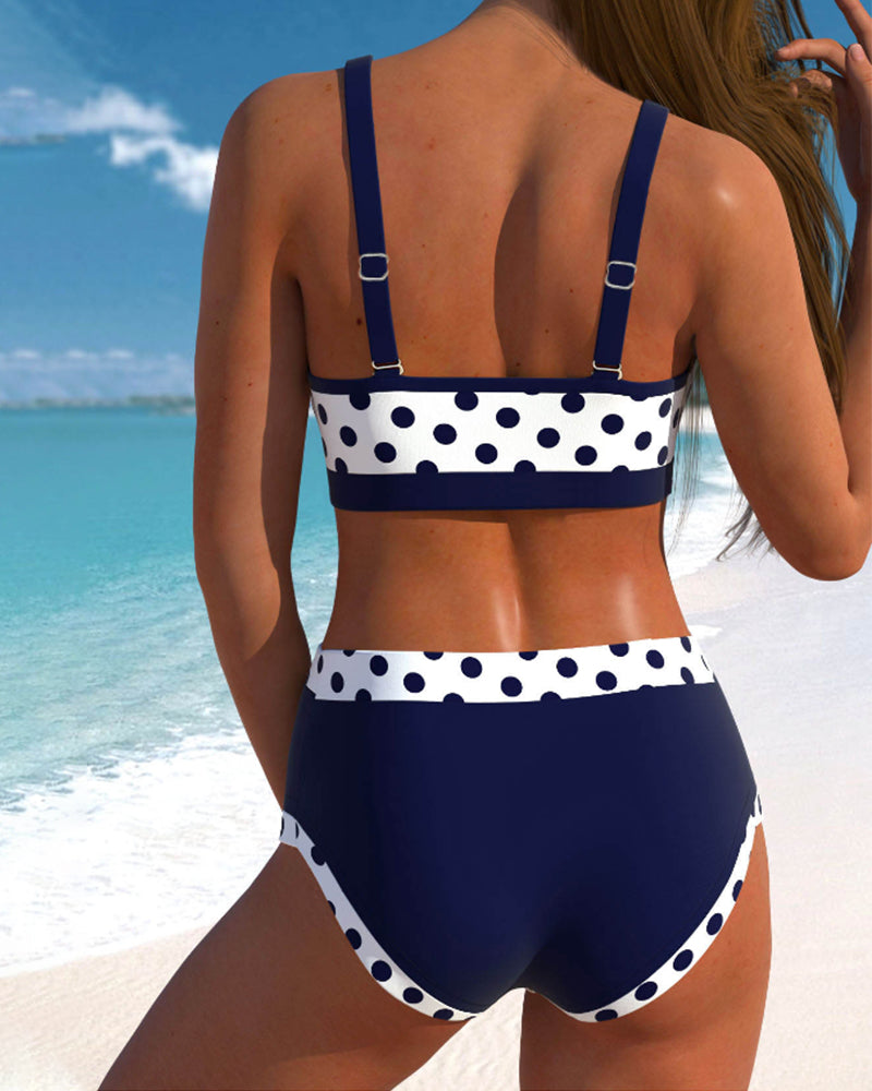 Hannah | Patchwork bikini with high waist and polka dots