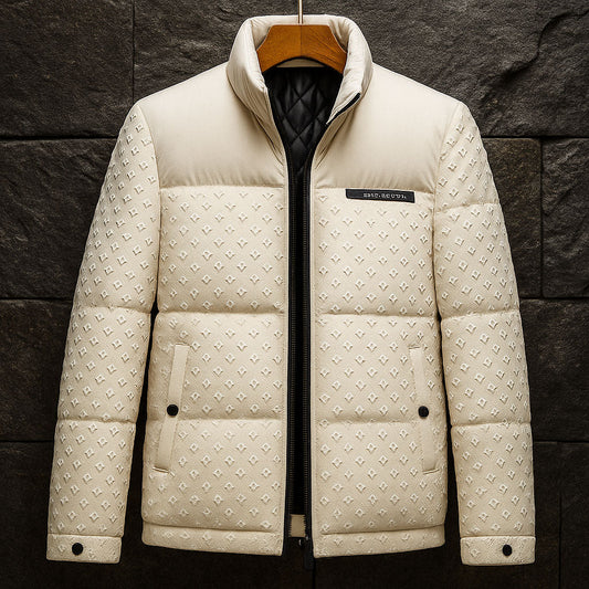 Signature-Embossed Puffer Jacket