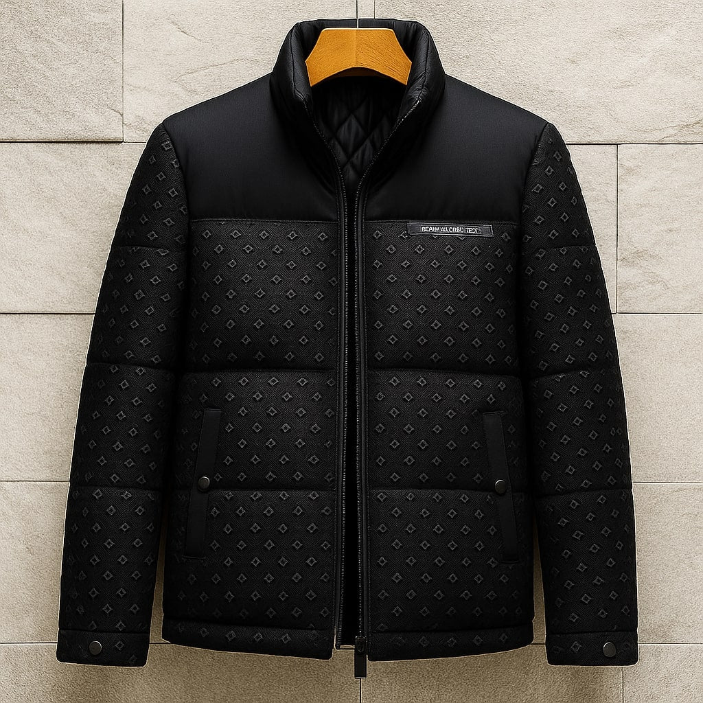 Signature-Embossed Puffer Jacket