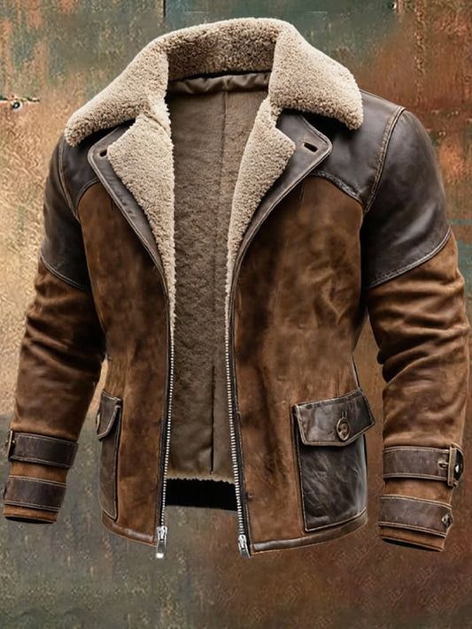 MAISON CLÉMENT PARIS™ | VESTE AVIATEUR HOMME CUIR MARRON DOUBLÉE