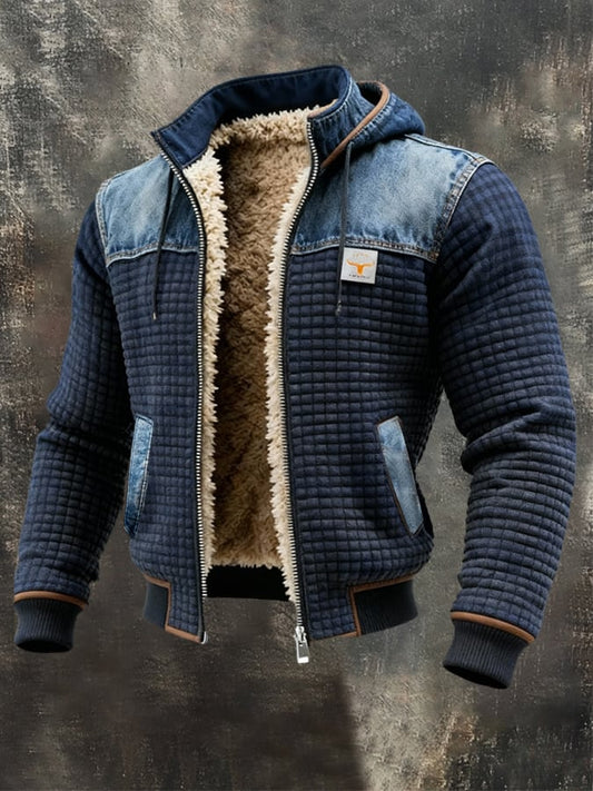 MAISON CLÉMENT PARIS™ | VESTE MATELASSÉE BLEU MARINE AVEC DÉTAILS EN JEAN