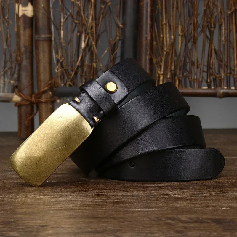 Forged Brass Buckle Leather Belt