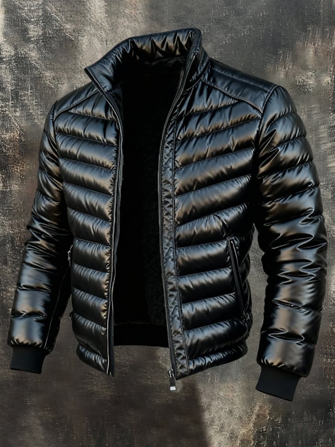 MAISON CLÉMENT PARIS™ | DOUDOUNE HOMME NOIRE BRILLANTE ZIPPÉE