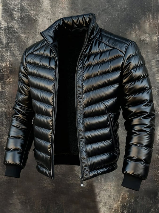 MAISON CLÉMENT PARIS™ | DOUDOUNE HOMME NOIRE BRILLANTE ZIPPÉE