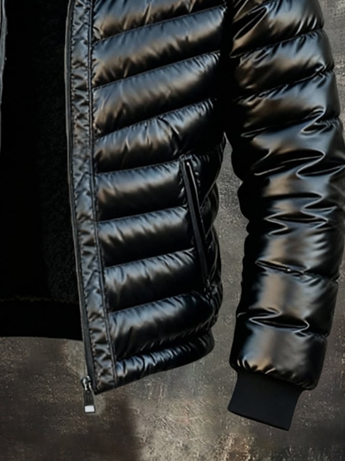 MAISON CLÉMENT PARIS™ | DOUDOUNE HOMME NOIRE BRILLANTE ZIPPÉE