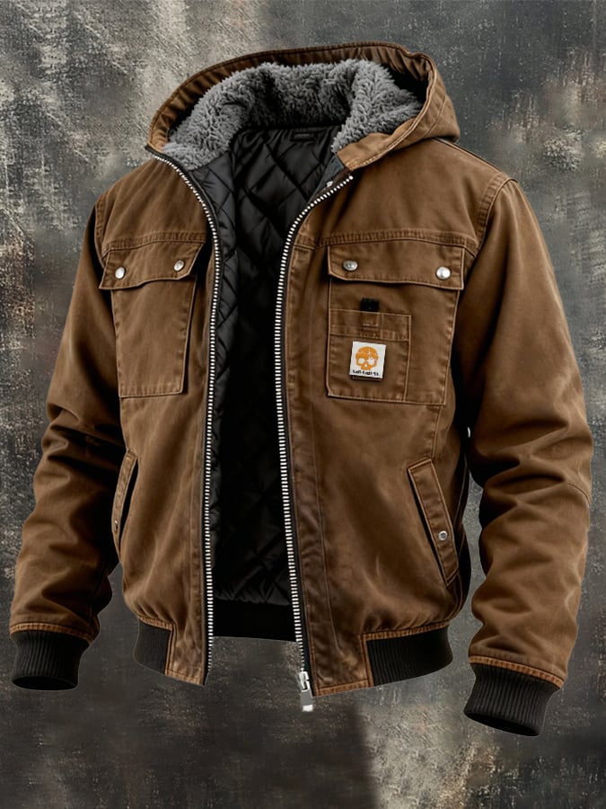 MAISON CLÉMENT PARIS™ | VESTE HOODED EN COTON CIRÉ À DOUBLURE SHERPA