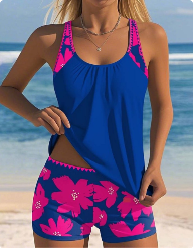 Ellen | Swimsuit Tank Top with Floral Boxer Set