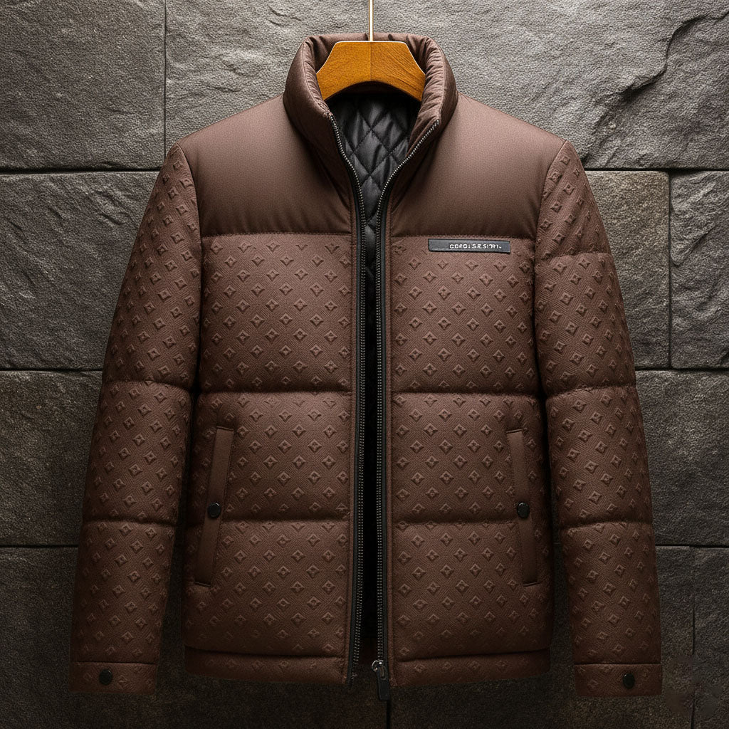 Signature-Embossed Puffer Jacket