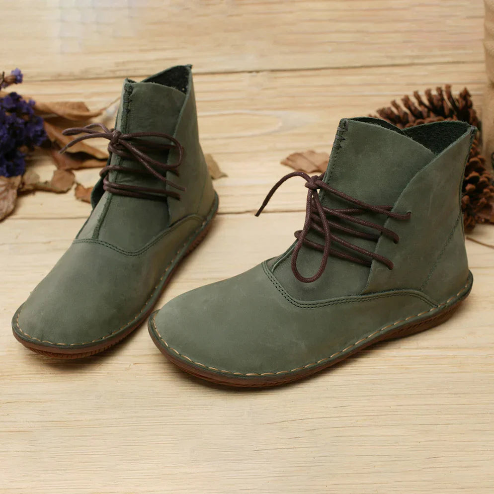 WOMEN'S HANDMADE RETRO FLAT LEATHER BOOTS