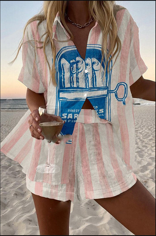 Silava – Short Summer Suit with Sardine Pattern