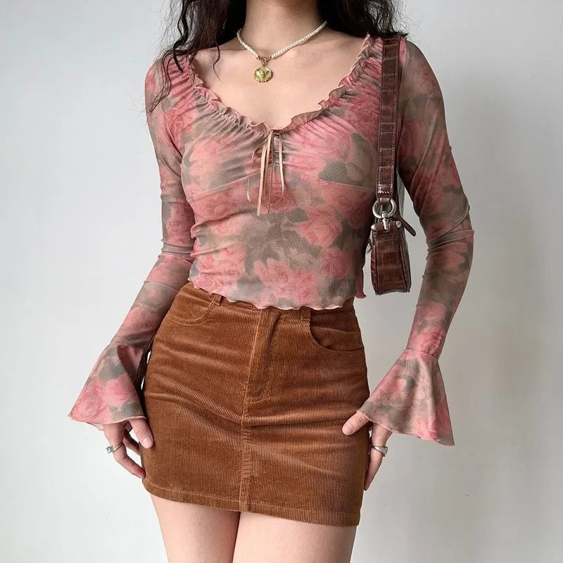 Mila Blushed Bell Top