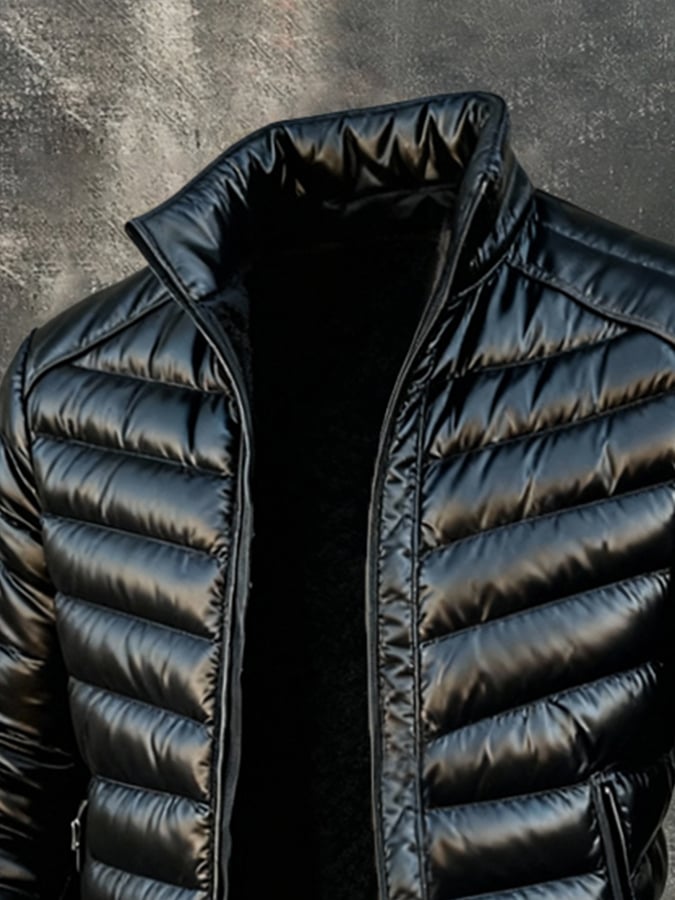 MAISON CLÉMENT PARIS™ | DOUDOUNE HOMME NOIRE BRILLANTE ZIPPÉE