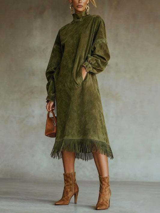 Aurora | Suede Fringe Dress